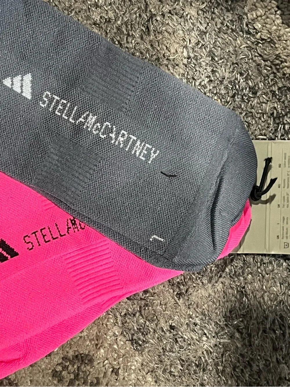 Adidas by Stella McCartney Athletic Socks  1-Black/Gray Med & 1-White/Pink SM